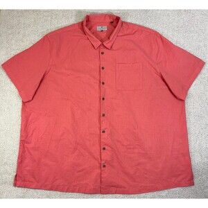 Oak Hill Button Up Shirt Men's 4XL Pink Short Sleeve Casual Pocket Breathable